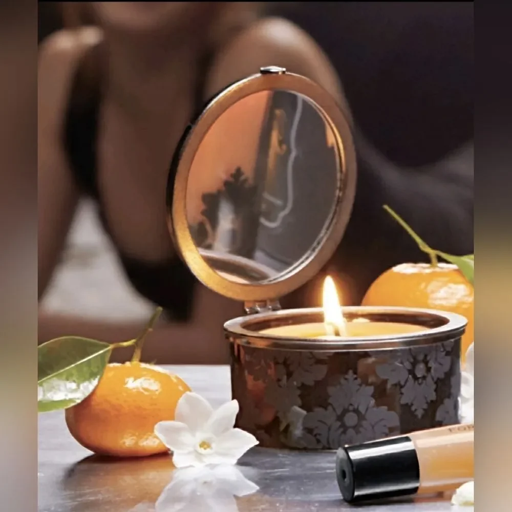 🩵NIB PartyLite Forbidden Fruits Mirrored Large Tealight Candle Holder